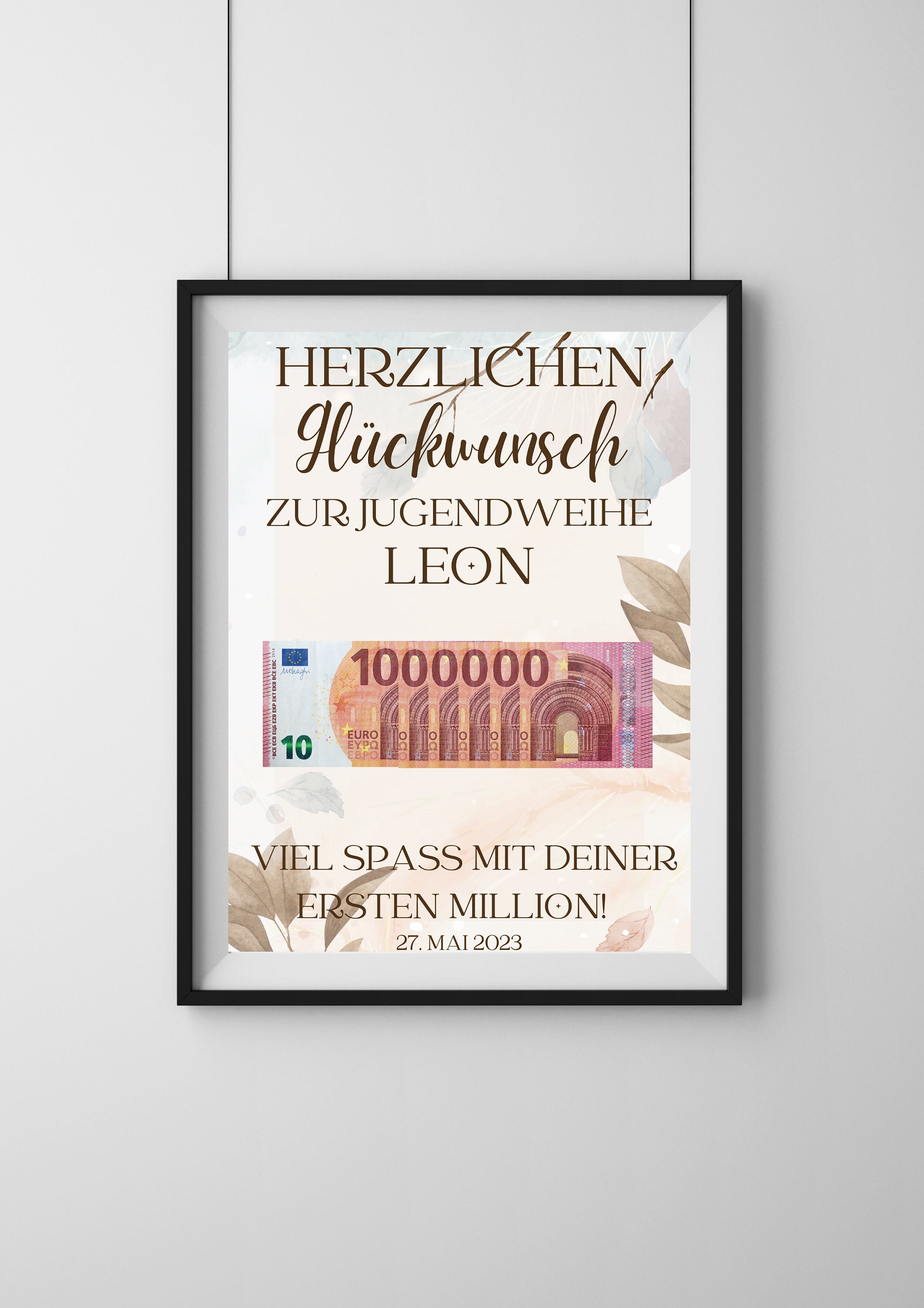 Geldgeschenk Jugendweihe Deine erste Million, personalisierte PDF