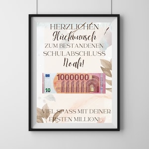 Schulabschluss Geldgeschenk "Deine erste Million", PDF Druckvorlage, Geschenk zum Schulabschluss , personalisierbar