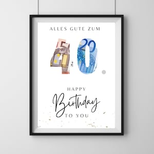 Geburtstagsgeschenk 40. Geburtstag, PDF Druckvorlage, Geschenkidee personalisierbar