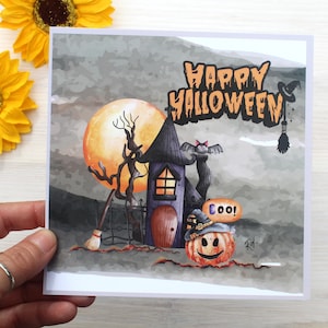 Postcard &quot;Happy Halloween&quot; incl. envelope | Halloween greetings | Scary postcards | Halloween illustrations | Pumpkin cards