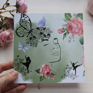 Ansichtkaart "Dromen komen uit" | Mat | Wenskaart | bloemen | Ballet | Dansen | dagdromer | Laat je droom uitkomen