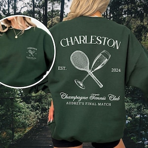 Custom Tennis Bachelorette  Social Club Crewnecks, Champagne Club Sweater, Custom Party Sweatshirts, Custom Sports Country Club Sweatshirts