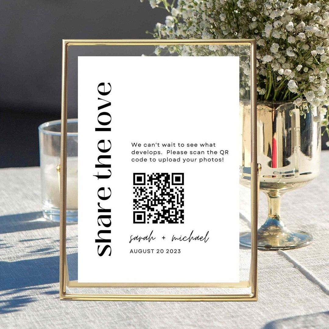 Wedding QR Photo Sign Template Bundle, Modern Wedding QR Sign, Qr Code, Capture the Love Sign