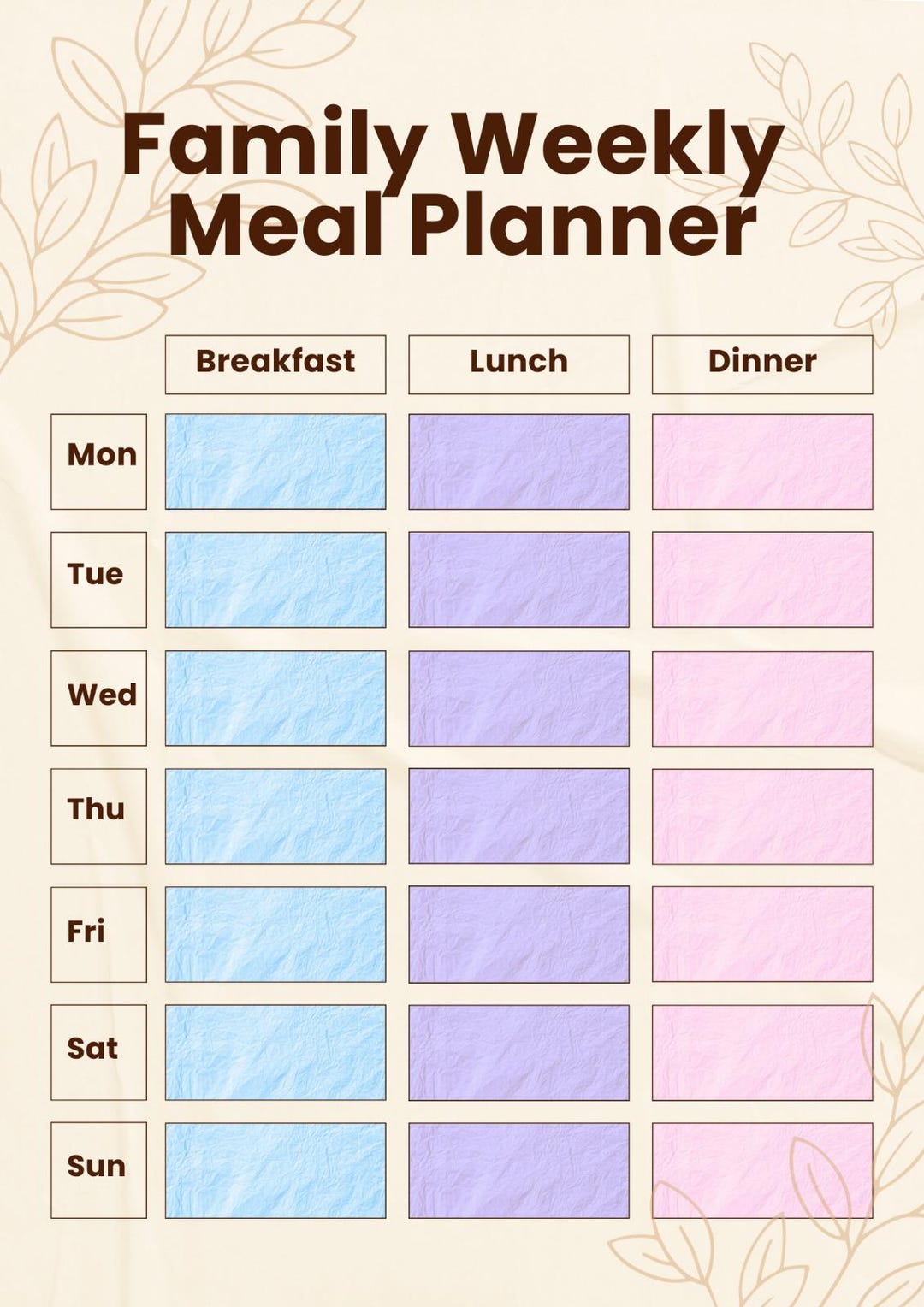 Weekly Meal Planner Printable for Family, Grocery List Template, Meal ...