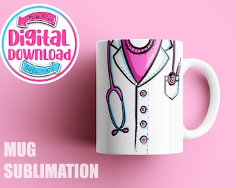 Doctor/Nurse Mug sublimation designs, Mug, Mug Wrap Download, Affirmations Coffee mug sublimation designs, 15 oz and 11 oz mug template
