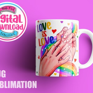 LGBT pride sublimation designs, Mug PNG, Mug Wrap Download, Affirmations Coffee mug sublimation designs, 15 oz and 11 oz mug template