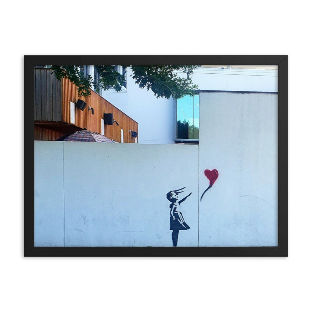 Banksy in Austin Girll With Heart Balloon Photo by Jamie Preyer Etsy