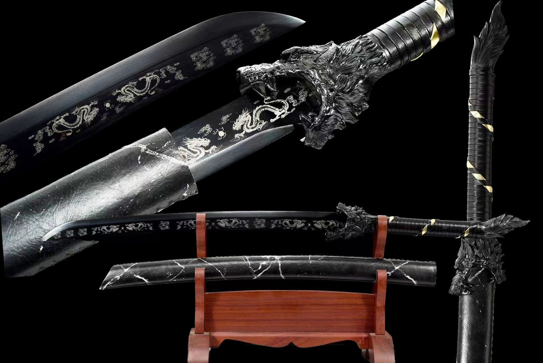 Black Knife Sheath Warrior Knife Roasted Black Blade Japanese Etsy