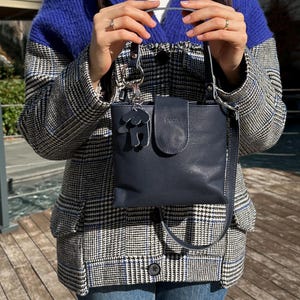 本革の小さなクロスボディバッグ、マットデニム、手作り