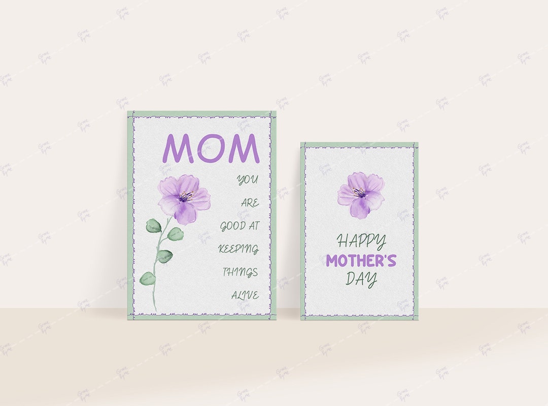 Purple Flower Mother's Day Printable Cards 46 and 57 Etsy
