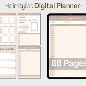 Hairstylist Digital Planner, Hairstylist Appointment Book, Hairdresser Digital Planner, Client Records, Income, Expenses Tracker