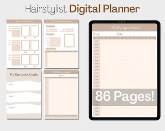 Hairstylist Digital Planner, Hairstylist Appointment Book, Hairdresser Digital Planner, Client Records, Income, Expenses Tracker