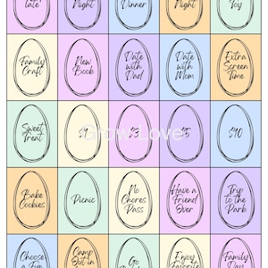 Printable Easter Egg Tokens for Easter Scavenger Hunt, set of 25 tokens