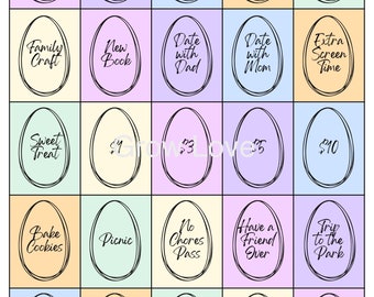 Printable Easter Egg Tokens for Easter Scavenger Hunt, set of 25 tokens