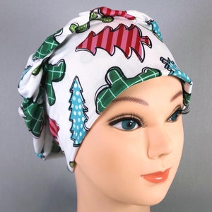 Christmas Cookie Print Stretchy Scrub Cap - Soft Easy Wear Festive Surgical Hat
