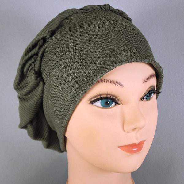 Olive Green Stretchy Scrub Cap: Soft Surgical Hat
