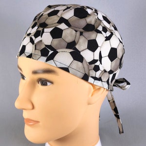 Scrub Cap for Men, Soccer Balls Surgical Hat, Sports Tie Back Unisex Surgery Hats