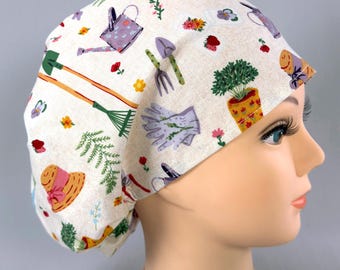 Gorro quirúrgico europeo para jardinería, gorro ajustable, forro de satén opcional.
