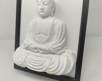 Framed Kamakura Buddha Statue, Japanese Art, 3D Printed