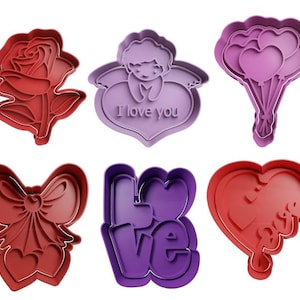 Cortadores de biscoitos Dia dos Namorados / Amor + encarte - aprox. 8 cm