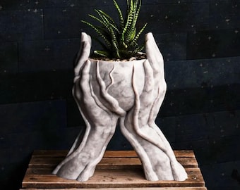 Indoor Plant Pot / dish / home decor - Hands - eco friendly