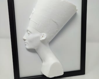Framed Nefertiti sculpture, statue 10''x8'', 25cmx20cm