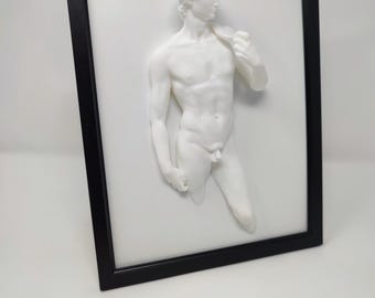 Framed Michelangelo's Statue of David sculpture, statue 10''x8'', 25cmx20cm