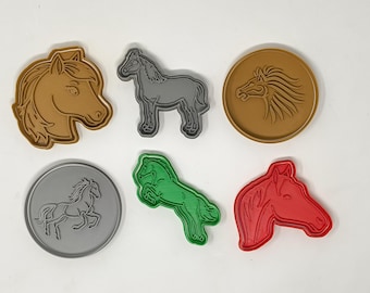 Cortadores de galletas de caballo, poni y caballos + inserto - aprox. 8 cm