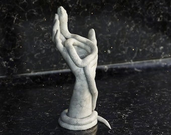 Indoor Vase for artificial flowers , lego flower- Hand with snake - eco friendly