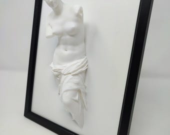 Framed Venus de Milo sculpture, statue 10''x8'', 25cmx20cm