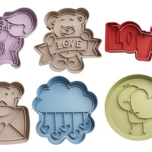 Cortadores de biscoitos Dia dos Namorados / Amor + encarte - aprox. 8 cm
