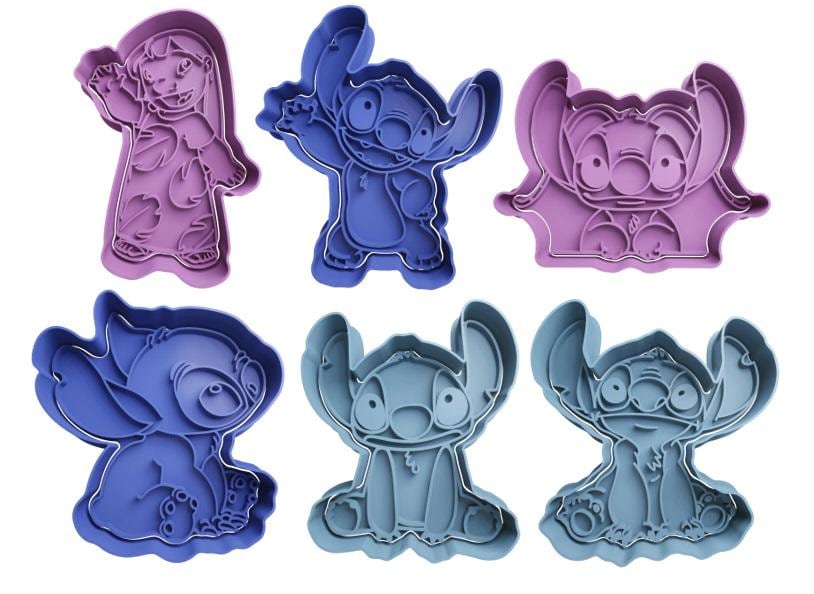 Lilo & Stitch Cookie Cutters Set With Insert - Approx. 8cm, Handmade Plastic Cutters For Baking