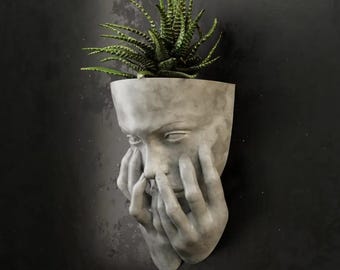 Wall Mounted Plant Pot - Sad face - eco friendly