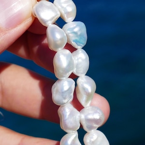 Genuine Freshwater Pearl Strand | Natural White Pearls for Jewelry Making | AAA Quality | Loose Beads | 16&#39;&#39; Full Strand | High Luster