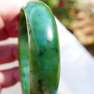 Jade Bangle Bracelet from Indonesia, Solid Nephrite Jade Jewelry 54.9