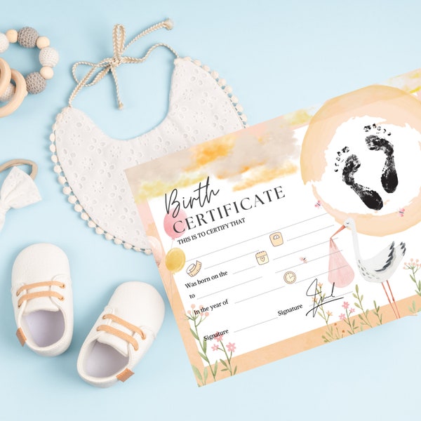 Reborn/Baby Doll Birth Certificate Watercolor Assortment Instant Download