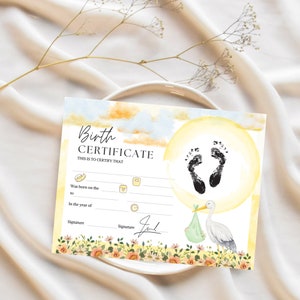 Reborn/Baby Doll Birth Certificate Watercolor Assortment Instant Download zdjęcie 2