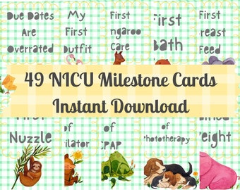 NICU Milestone Cards Watercolor Animals