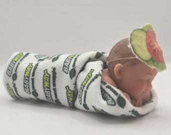 1/6 Scale Mini Baby Sandwich Costume Receiving Blanket with Headband