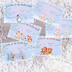 Juego de tarjetas de estadísticas para cuna de bebé, juego de invierno
