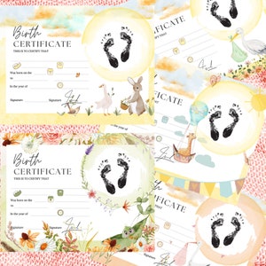 Reborn/Baby Doll Birth Certificate Watercolor Assortment Instant Download zdjęcie 3