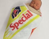 1/6 Scale Mini Baby Burrito Costume Receiving Blanket Includes Burrito Blanket & Wrapper Blanket