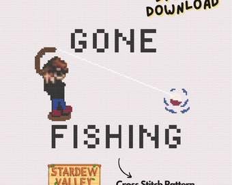Gone Fishing - Cross Stitch Stardew Valley Pattern, Instant PDF Download