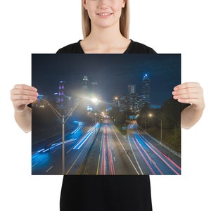 Photo paper poster of Atlanta at night from the Jackson Street Bridge