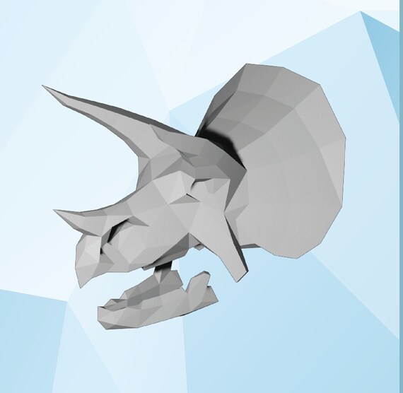 トリケラトプスの頭蓋骨モデル、独自の 3D 恐竜の頭蓋骨の作成、折り紙