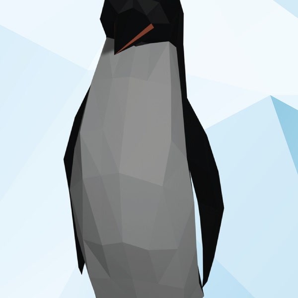 Modelo de pingüino, crea tu propio pingüino de papercraft 3D, escultura de papel de origami, plantilla de papercraft PDF