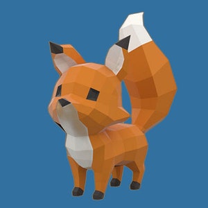 Modello Papercraft Fox, Crea il tuo modello Papercraft 3D, Scultura di carta Origami 3D, Regalo di arredamento fai-da-te