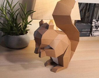 Squirrel model, Create Your Own 3D papercraft Squirrel, Origami Squirrel, Paper Sculpture, PDF Papercraft Template
