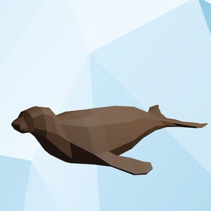 Papercraft Seal Model, Create Your Own 3D Papercraft Model, 3D Origami Paper Sculpture, DIY decor gift