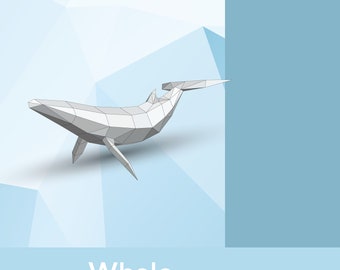 Papercraft Whale Model, Create Your Own 3D Papercraft Model, 3D Origami Paper Sculpture, DIY decor gift